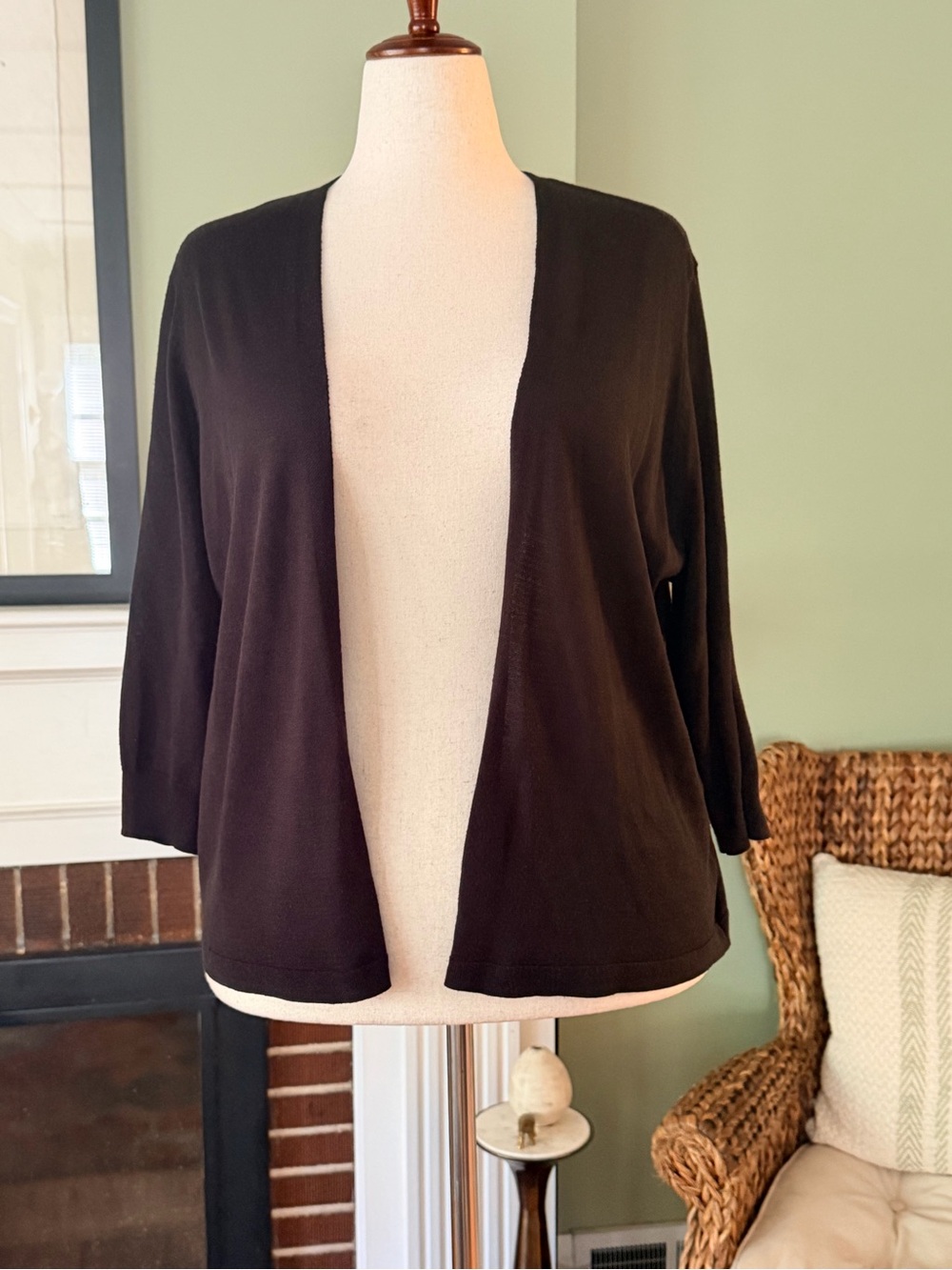 Worthington Woman Black Open Front 3/4 Sleeve Cardigan - Size 1X
